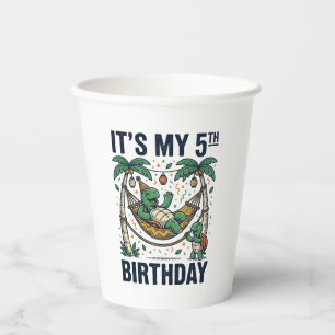 5. Geburtstag Schildkröte Hängematte Vintage Gravu Pappbecher