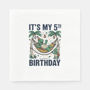 5. Geburtstag Schildkröte Hängematte Vintage Gravu Serviette