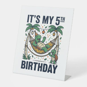 5. Geburtstag Schildkröte Hängematte Vintage Gravu Sockelschild