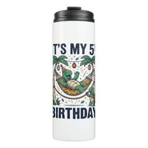 5. Geburtstag Schildkröte Hängematte Vintage Gravu Thermosbecher