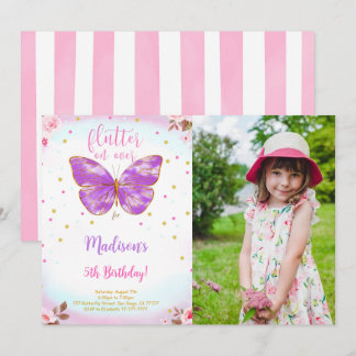 5. Geburtstag Schmetterling Foto Einladung