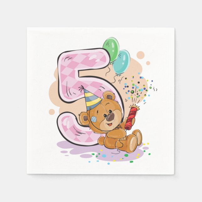 5. Geburtstag Serviette (Vorderseite)