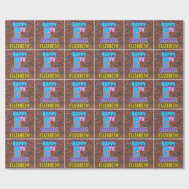 5. Geburtstag: Spaß, Urban Graffiti Inspiriert Loo Geschenkpapier (Flach)