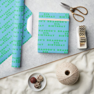 5. Geburtstag Süßer Blau Einfacher Moderner Junge Geschenkpapier