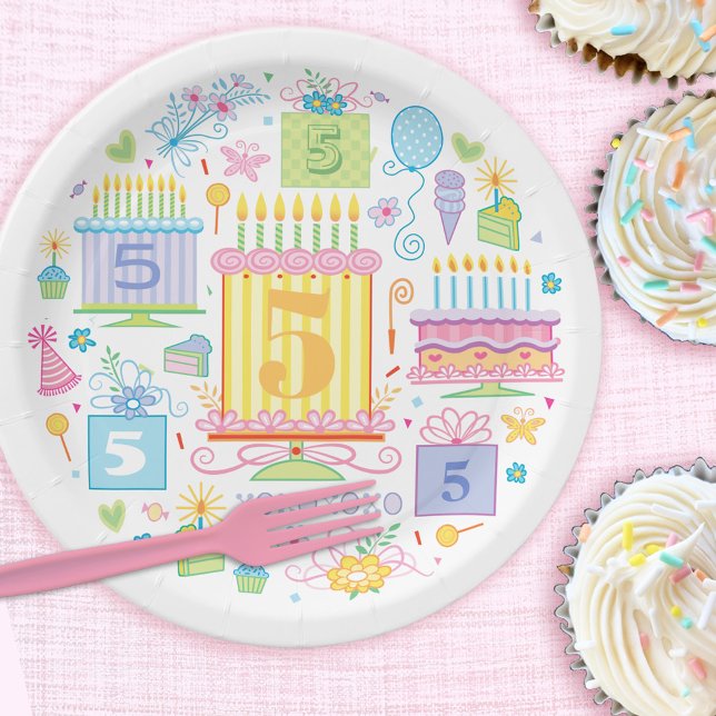 5. Geburtstag Whimsical Girly Pappteller (Von Creator hochgeladen)