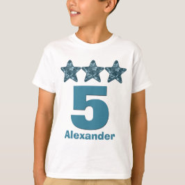 5 Geburtstags-Jungen-Stern-großer T-Shirt