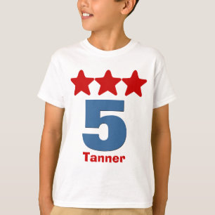 5 Geburtstags-Jungen-Stern-großer T-Shirt