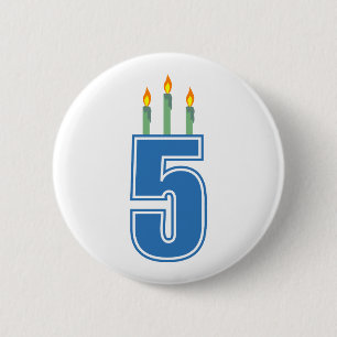 5 Geburtstags-Kerzen (Blau/Grün) Button