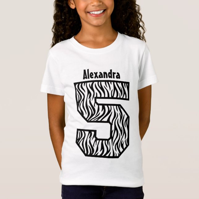 5. Geburtstags-Mädchenzebra-vierjährlicher T-Shirt (Vorderseite)