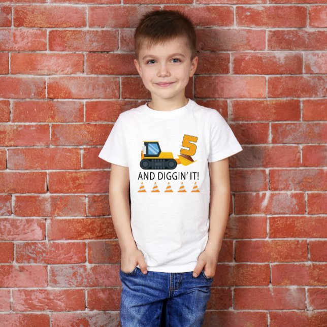5. Geburtstags-T - Shirt - Gelber Sprung (Construction Themed Birthday Boy Tee)
