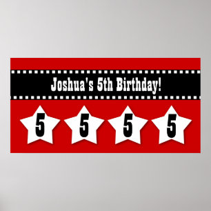 5. Geburtstagsbanner mit Stars Individuelle Name V Poster