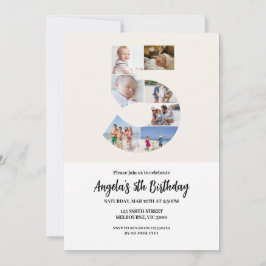 5. Geburtstagseinladung Minimalistisch - Nummer 5 Einladung