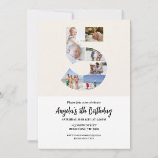 5. Geburtstagseinladung Minimalistisch - Nummer 5 Einladung