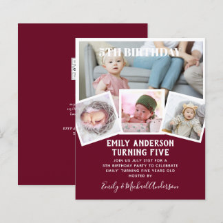 5. Geburtstagsfoto Collage Invite Boy Girl Mixed