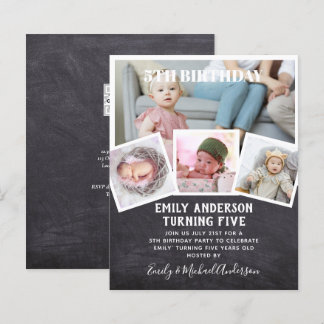 5. Geburtstagsfoto Collage Invite Boy Girl Mixed