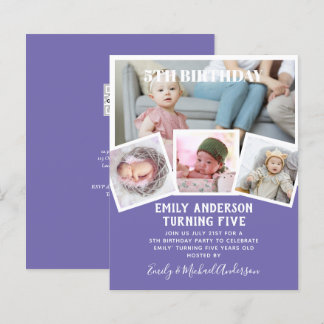 5. Geburtstagsfoto Collage Invite Boy Girl Mixed