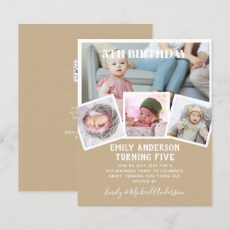 5. Geburtstagsfoto Collage Invite Boy Girl Mixed