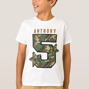 5. Geburtstagsjunge Camouflage und Sterne Individu T-Shirt