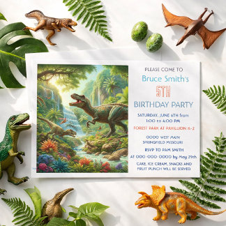 5. Geburtstagsjunge Dinosaurier-Party Einladung