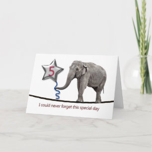 5. Geburtstagskarte mit Elefant für das Seil Karte