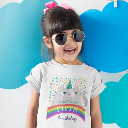 5. Geburtstagsmädchen Regenbogenkatze T-Shirt