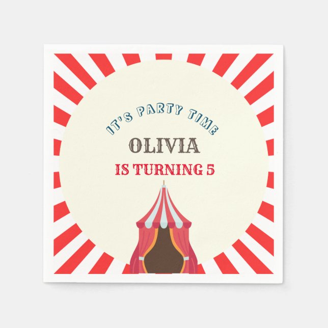 5. Geburtstagsparty Circus THEMA Serviette (Vorderseite)