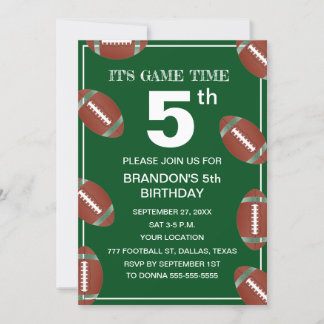 5. Geburtstagsparty Fußball Green Sport Kinder Jun Einladung