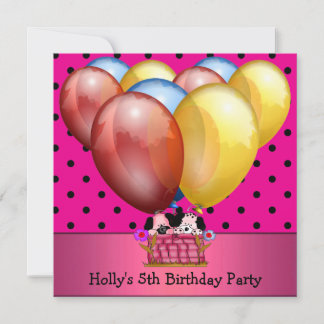 5. Geburtstagsparty Hunde Balloons Blue Yellow Pin Einladung
