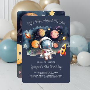 5. Geburtstagsparty Weltraum-Planeten Einladung