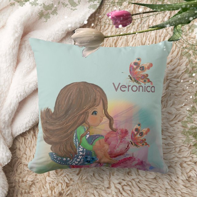 5. Geburtstagsschmetterling Kissen (5th birthday girl butterfly throw pillow)
