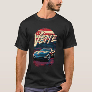 5. Gen Vette Car Patriotic American Flag Sunset U T-Shirt