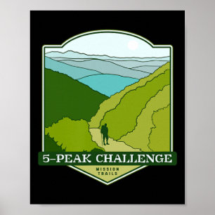 5-Gipfel-Challenge - Mission Trails Wandern Poster