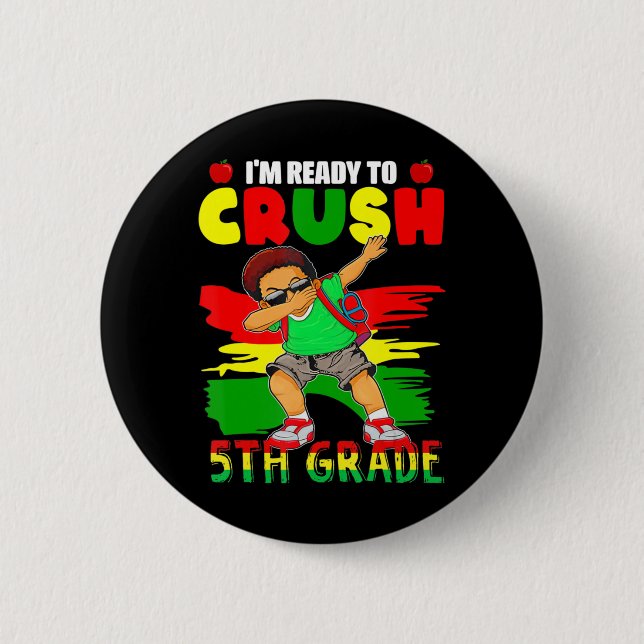 5. Grade Dabbing Black African Boys Back to Schoo Button (Vorderseite)