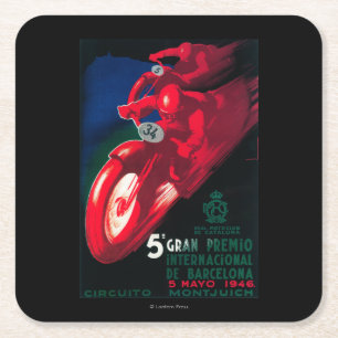 5 Gran Premio Internat'l Motorrad-Plakat Rechteckiger Pappuntersetzer