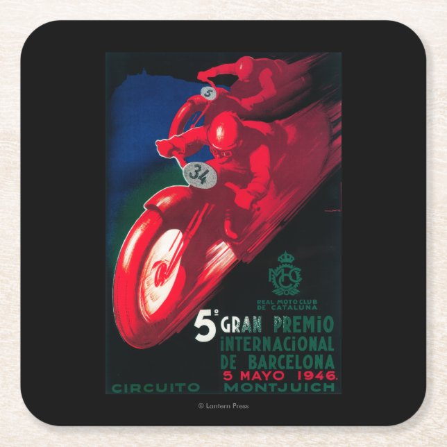 5 Gran Premio Internat'l Motorrad-Plakat Rechteckiger Pappuntersetzer (Vorderseite)