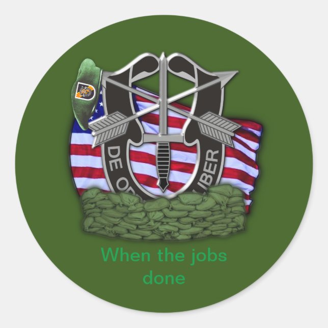 5. Gruppe der Sondereinheiten Green Berets Vietnam Runder Aufkleber (Vorderseite)