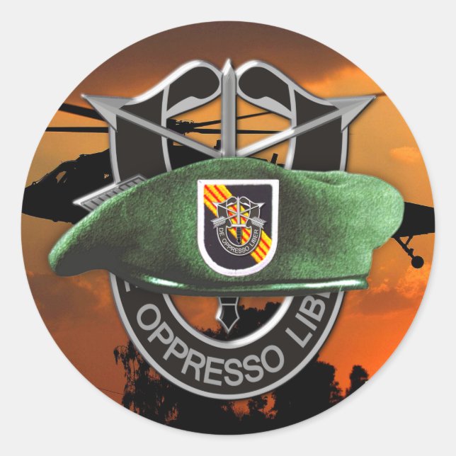 5. Gruppe der Spezialeinheiten Grüne Berets Tierst Runder Aufkleber (Vorderseite)