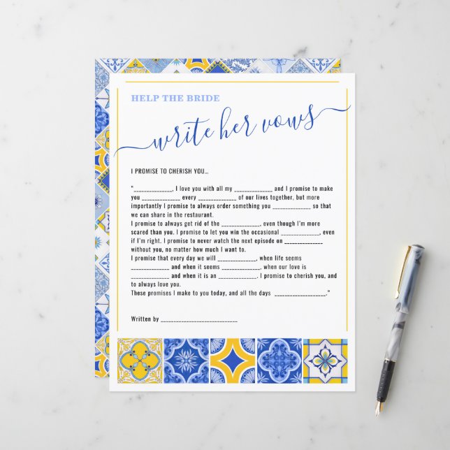 5 Helfen Sie der Braut, ihr Brautparty zu schreibe (Vorderseite/Rückseite Beispiel)