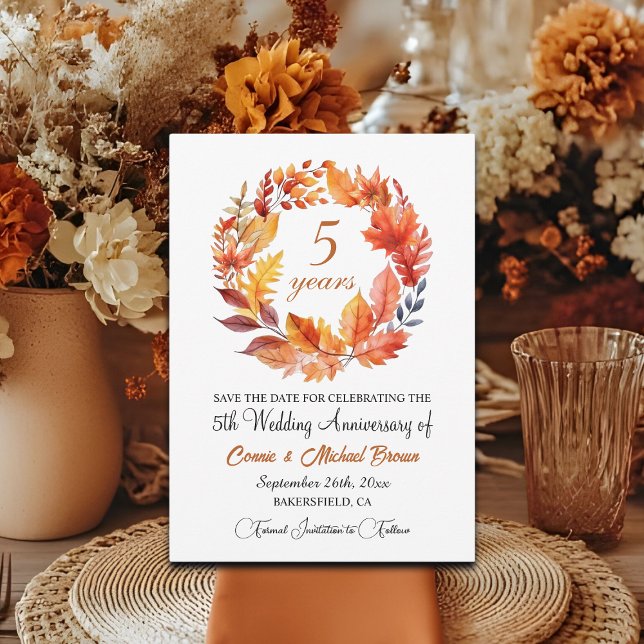 5. Hochzeit Jubiläum Elegante Fall Flora Save The Date (Von Creator hochgeladen)