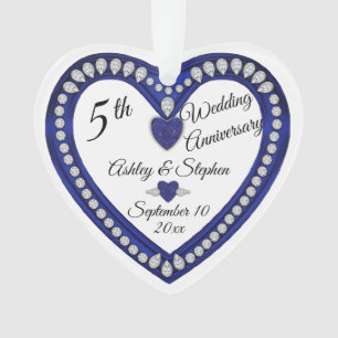 5. Hochzeit Jubiläum Sapphire Diamond Keepake Ornament