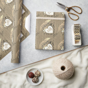 5. Hochzeitsfeier Holzbild-Papier Geschenkpapier