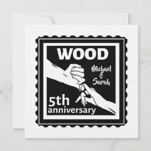 5. Hochzeitsjubiläum Händchenhalten Holz Einladung