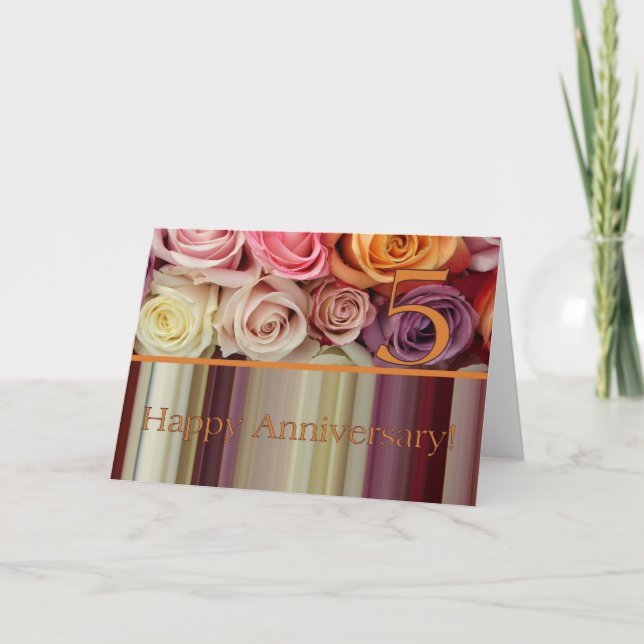 5. Hochzeitskarte - Pastellstreifen für Rose Karte (Vorderseite)