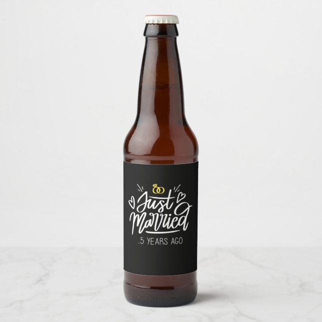 5. Hochzeitstag Bierflaschenetikett (Vorderseite)