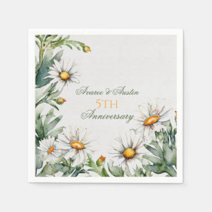 5. Hochzeitstag der Weißen Daisien Serviette