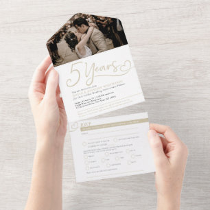 5. Hochzeitstag Eschenholz Mahlzeit RSVP Foto All In One Einladung