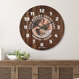 5. Hochzeitstag Foto Rustikales Palettenholz Große Wanduhr
