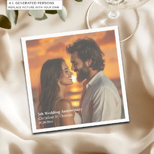 5. Hochzeitstag - Foto-Text-Overlay hinzufügen Serviette