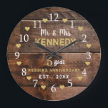 5. Hochzeitstag Herr und Frau Rustic Wood Große Wanduhr<br><div class="desc">5. Hochzeitstag Uhr personalisiert mit Nachname und festem Jahr.</div>
