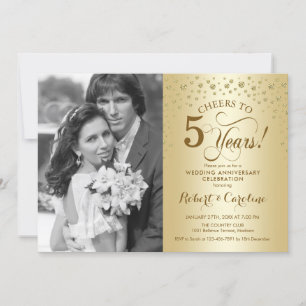 5. Hochzeitstag mit Foto - Gold Einladung
